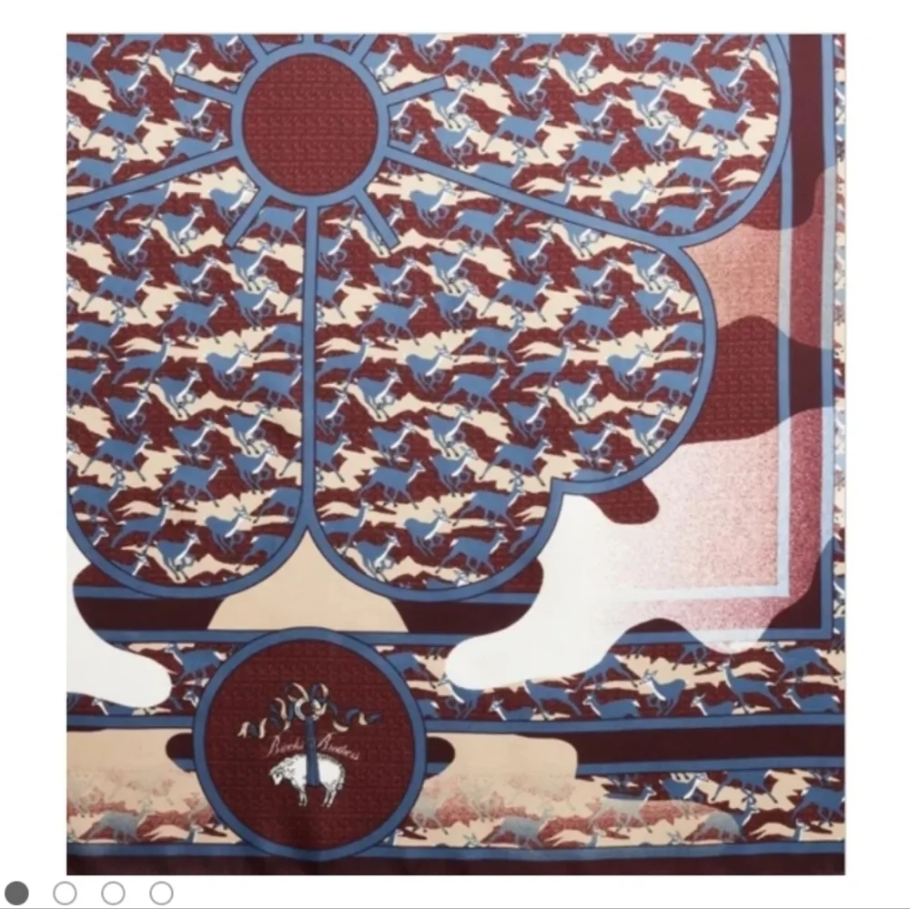Brooks Brothers NWTs Deer Print Multicolor Silk Scarf